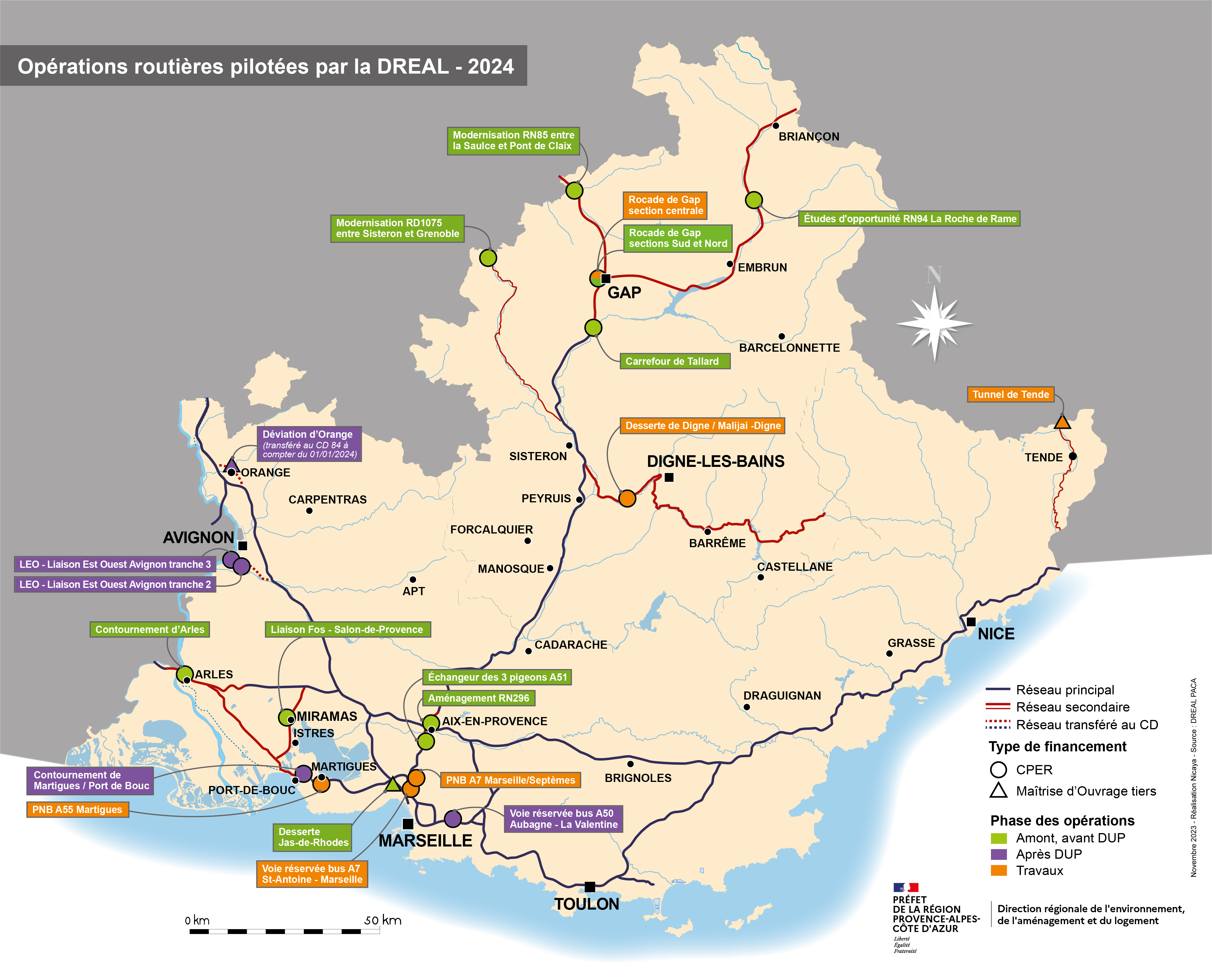 Carte des opérations routières