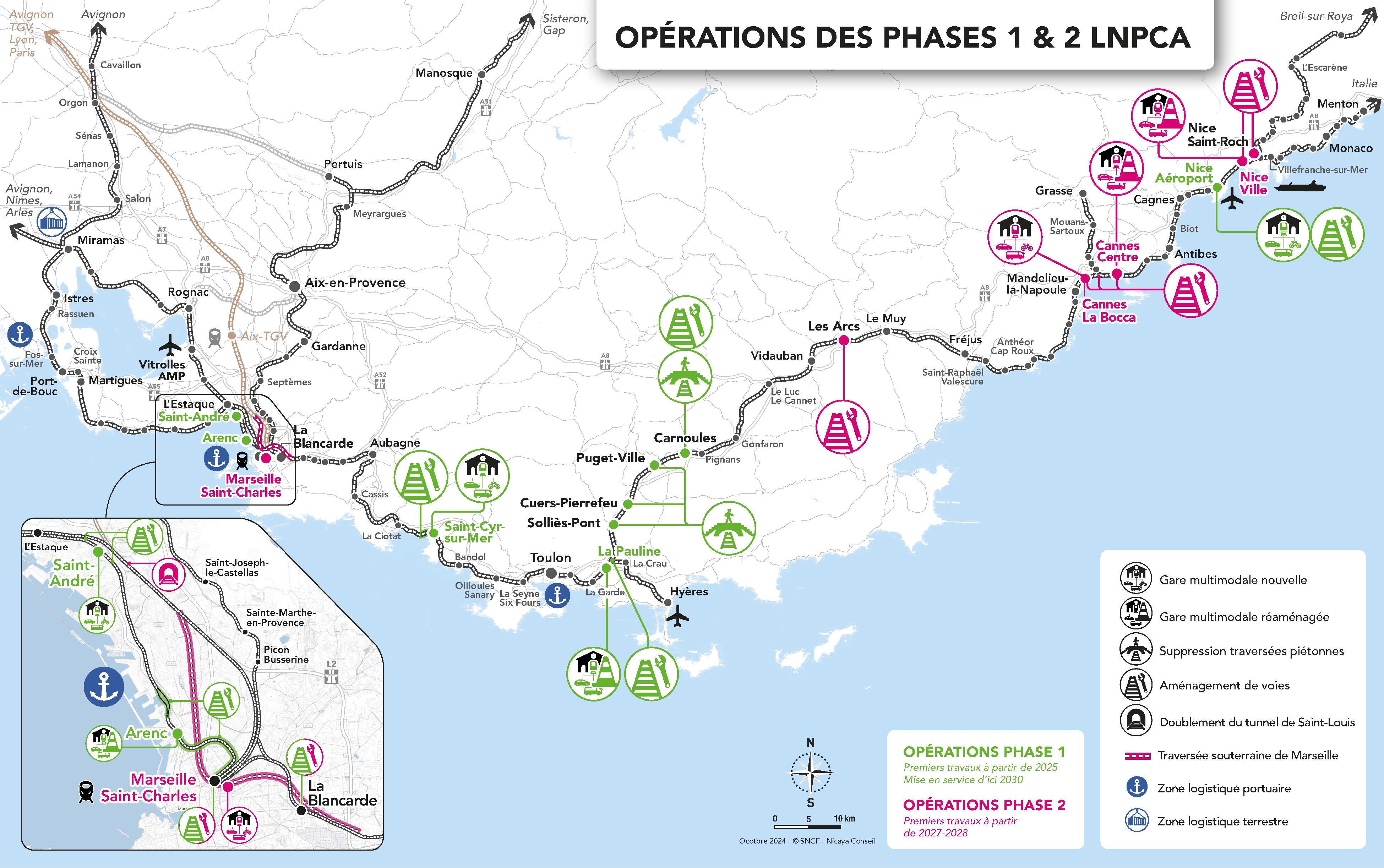 Carte générale des opérations du projet des phases 1 et 2 