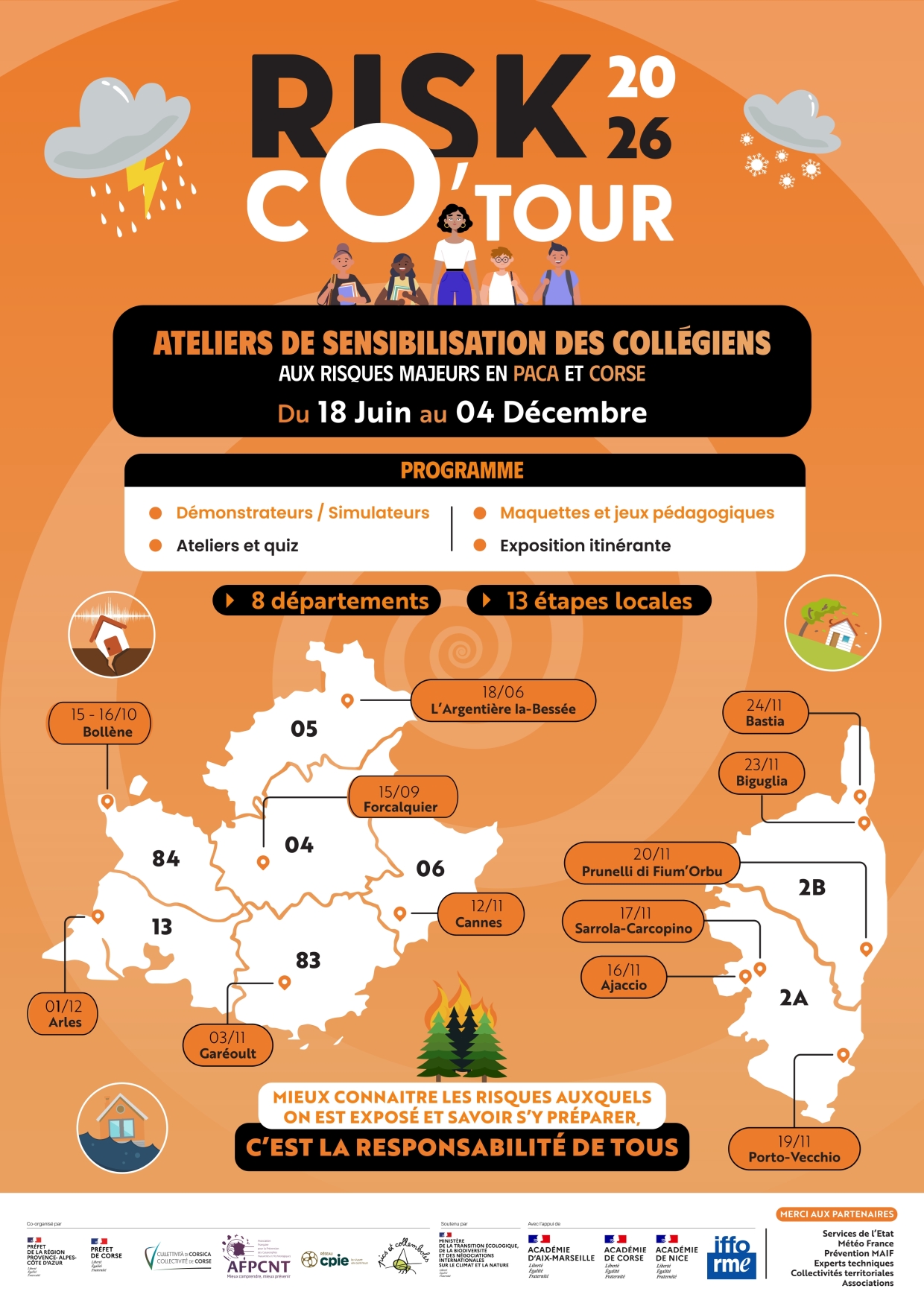 Affiche des étapes du RISK CO'TOUR PACA-CORSE 2026 (miniature)