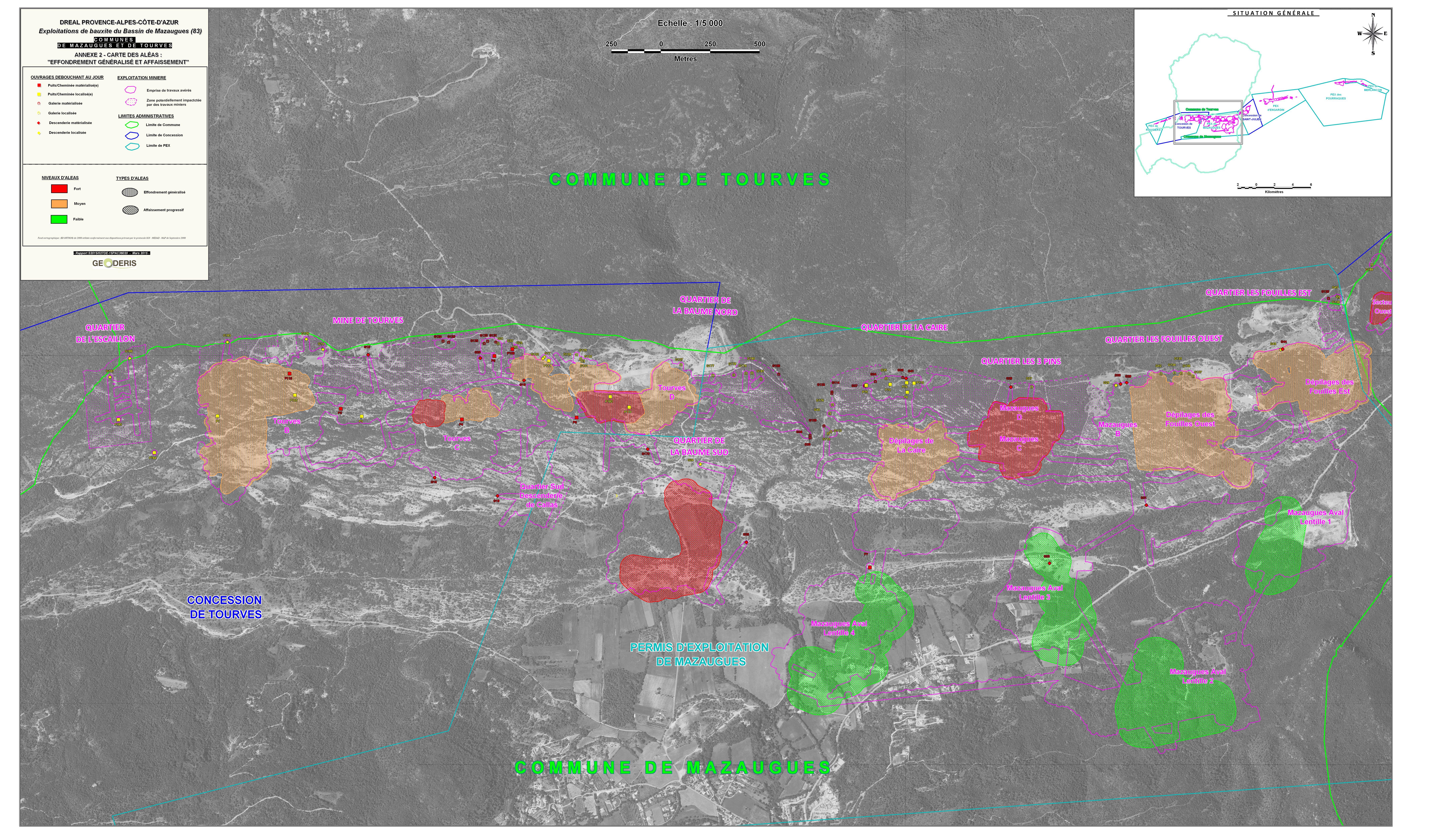 Carte d'Aléas Effondrement généralisé et affaissement