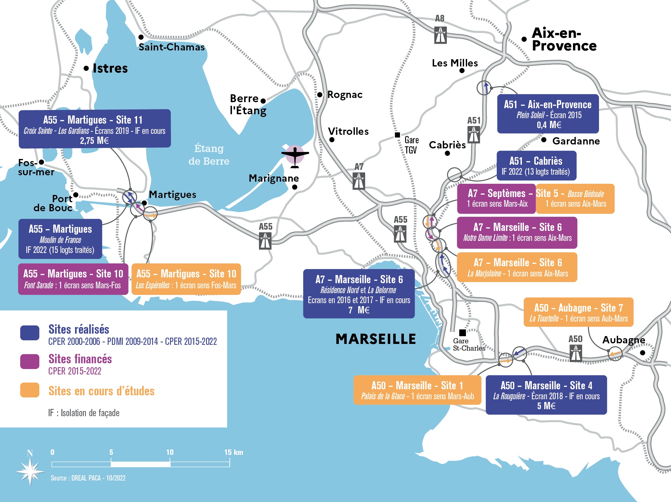 Cartes des opérations réalisées depuis 2015 dans les Bouches du Rhône