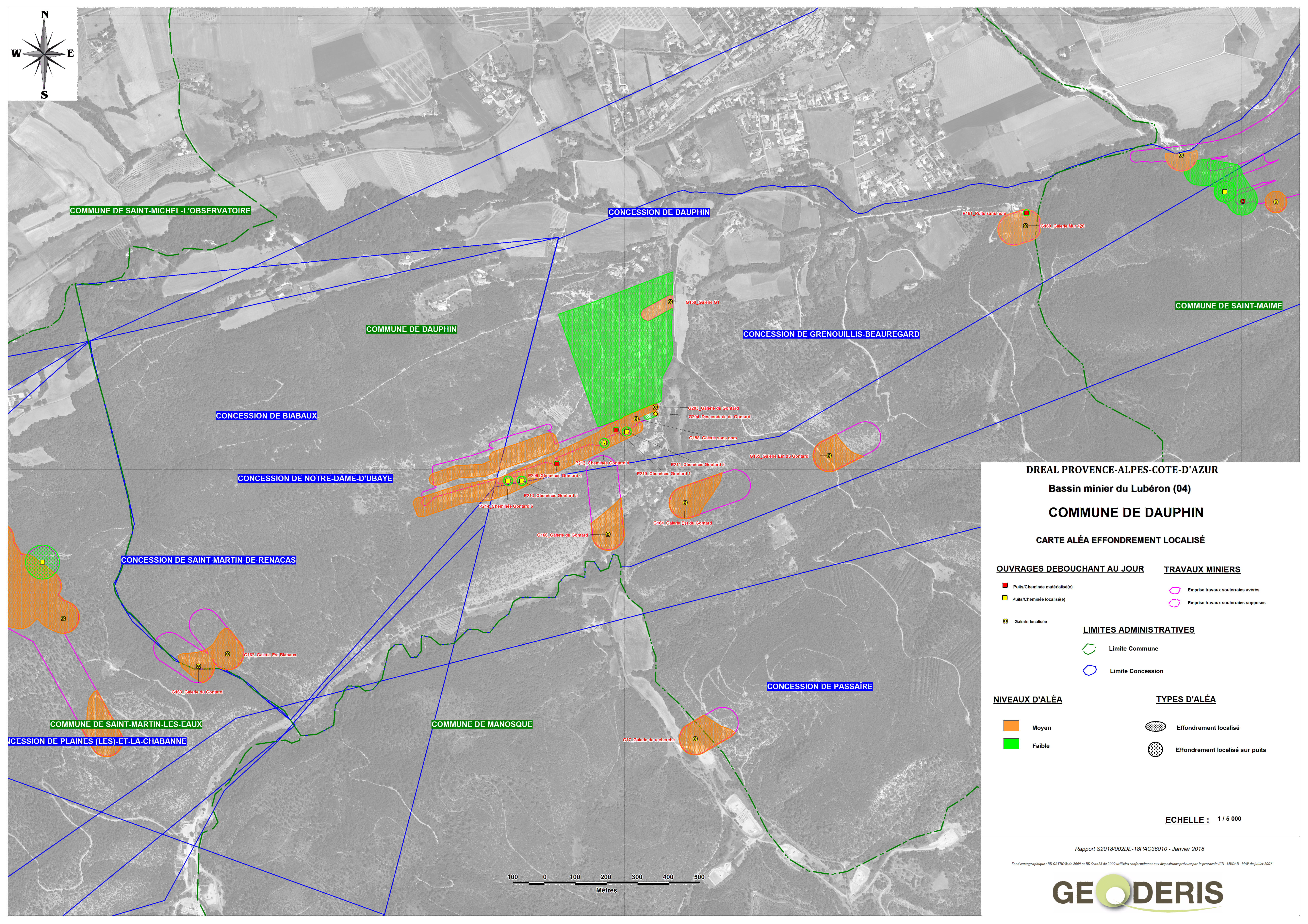 Carte d'aléa Effondrement localisé et affaissement