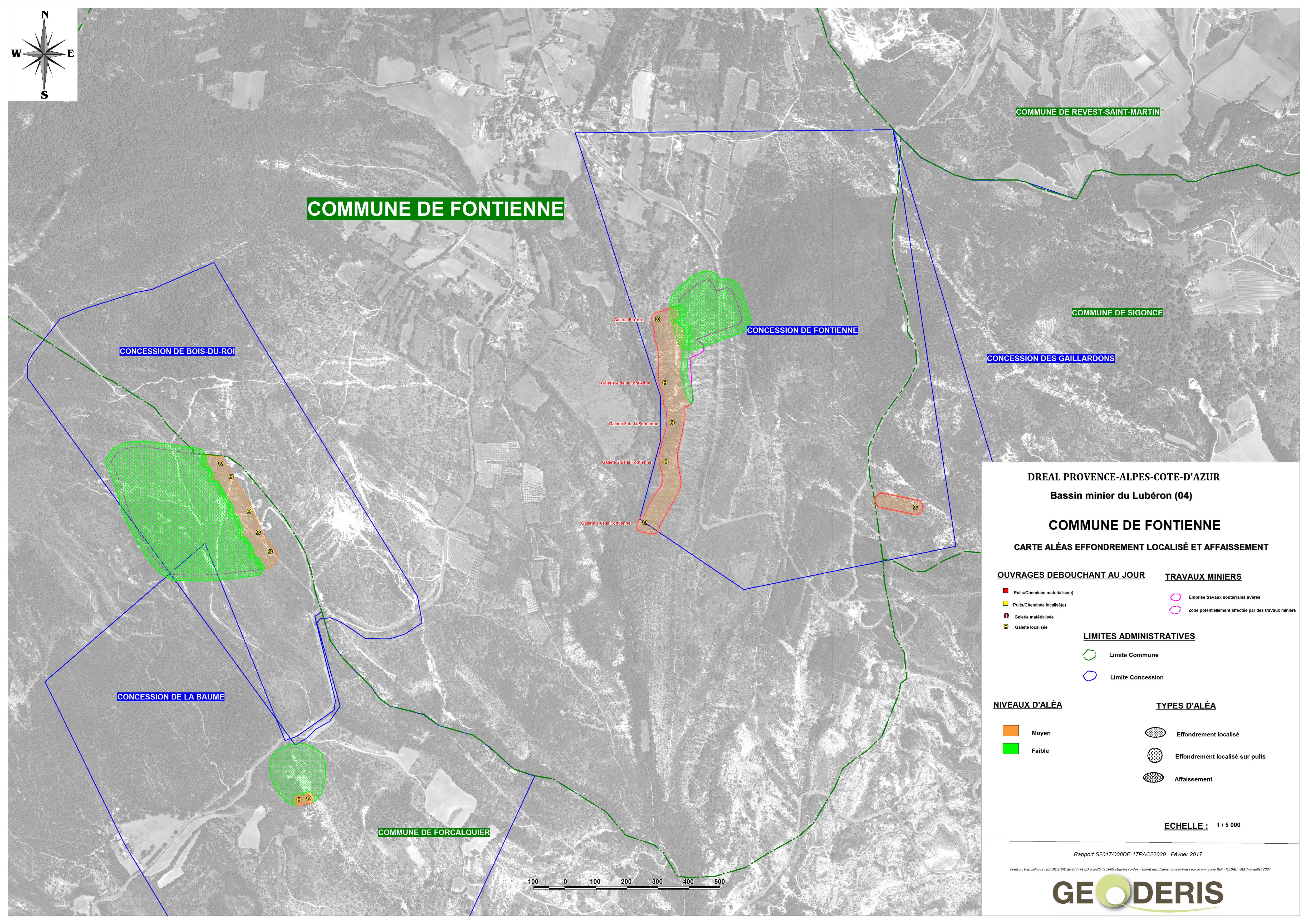 Carte d'aléa Effondrement localisé et affaissement