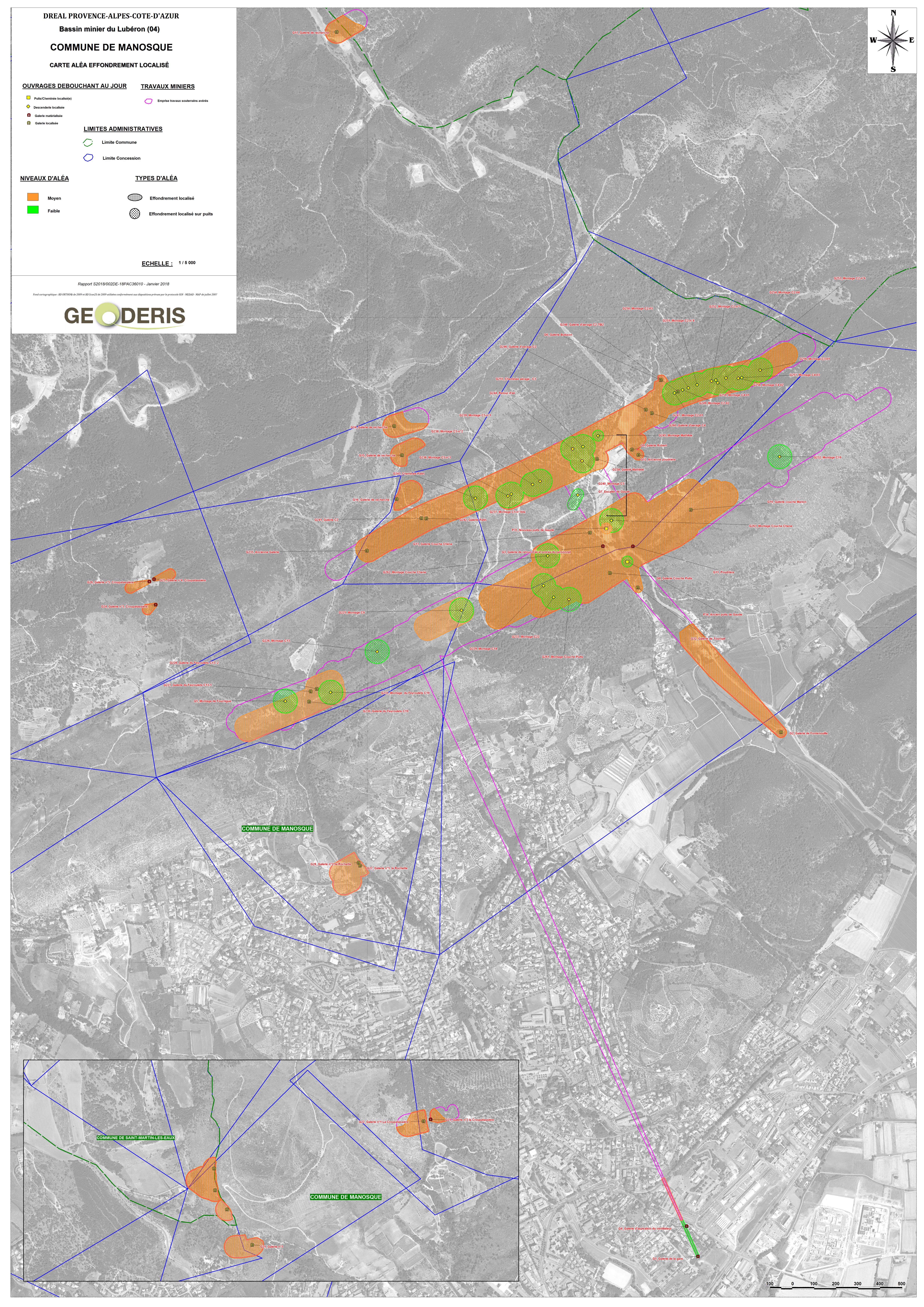 Carte d'aléa Effondrement localisé et affaissement