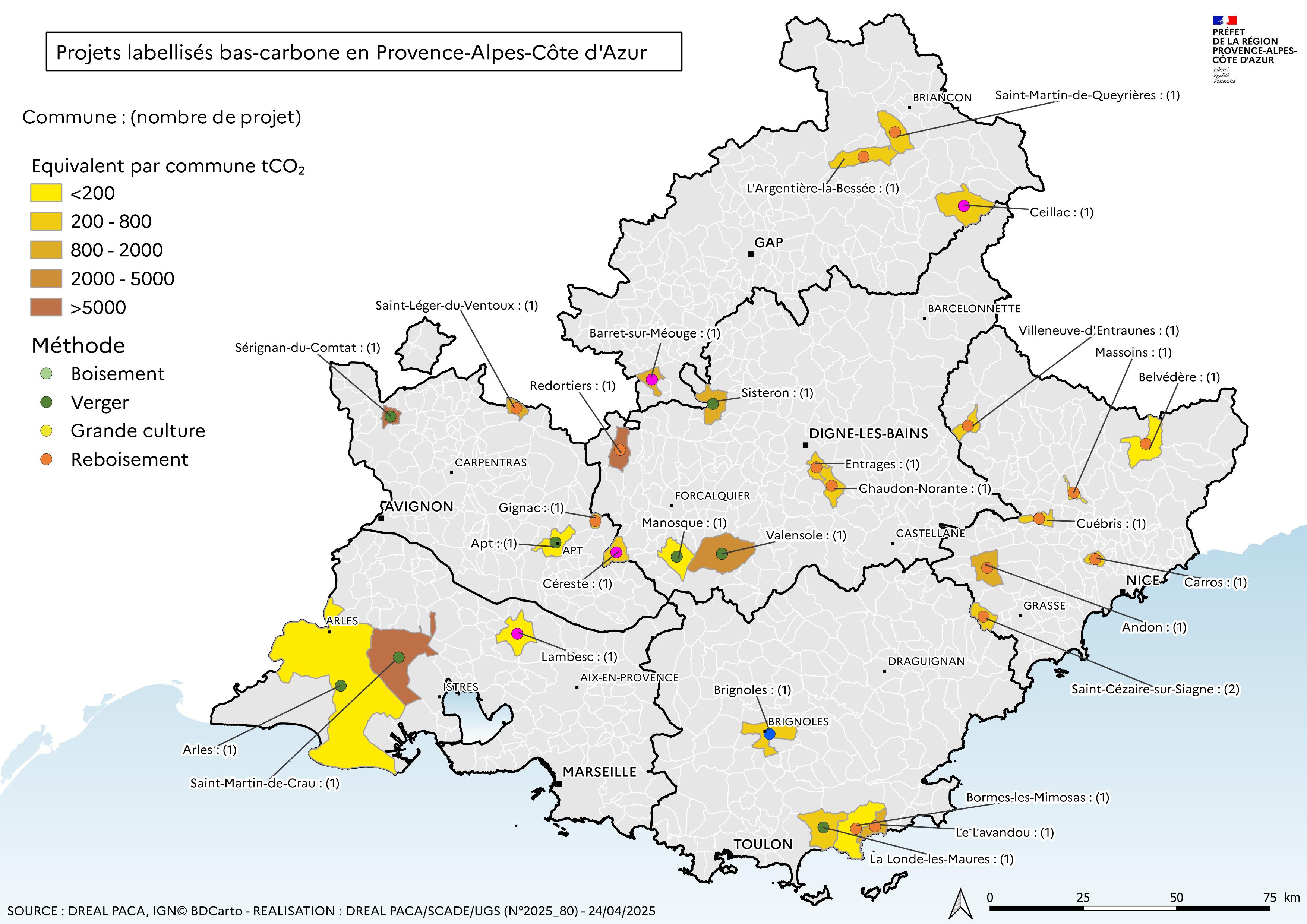 Projets labelisés bas-carbone en Provence-Alpes-Côte d'Azur Projets labelisés bas-carbone en Provence-Alpes-Côte d'Azur