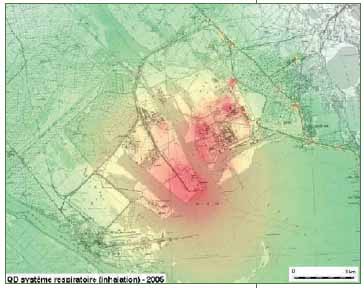 Exemple de résultat (cartographie de quotient de danger)