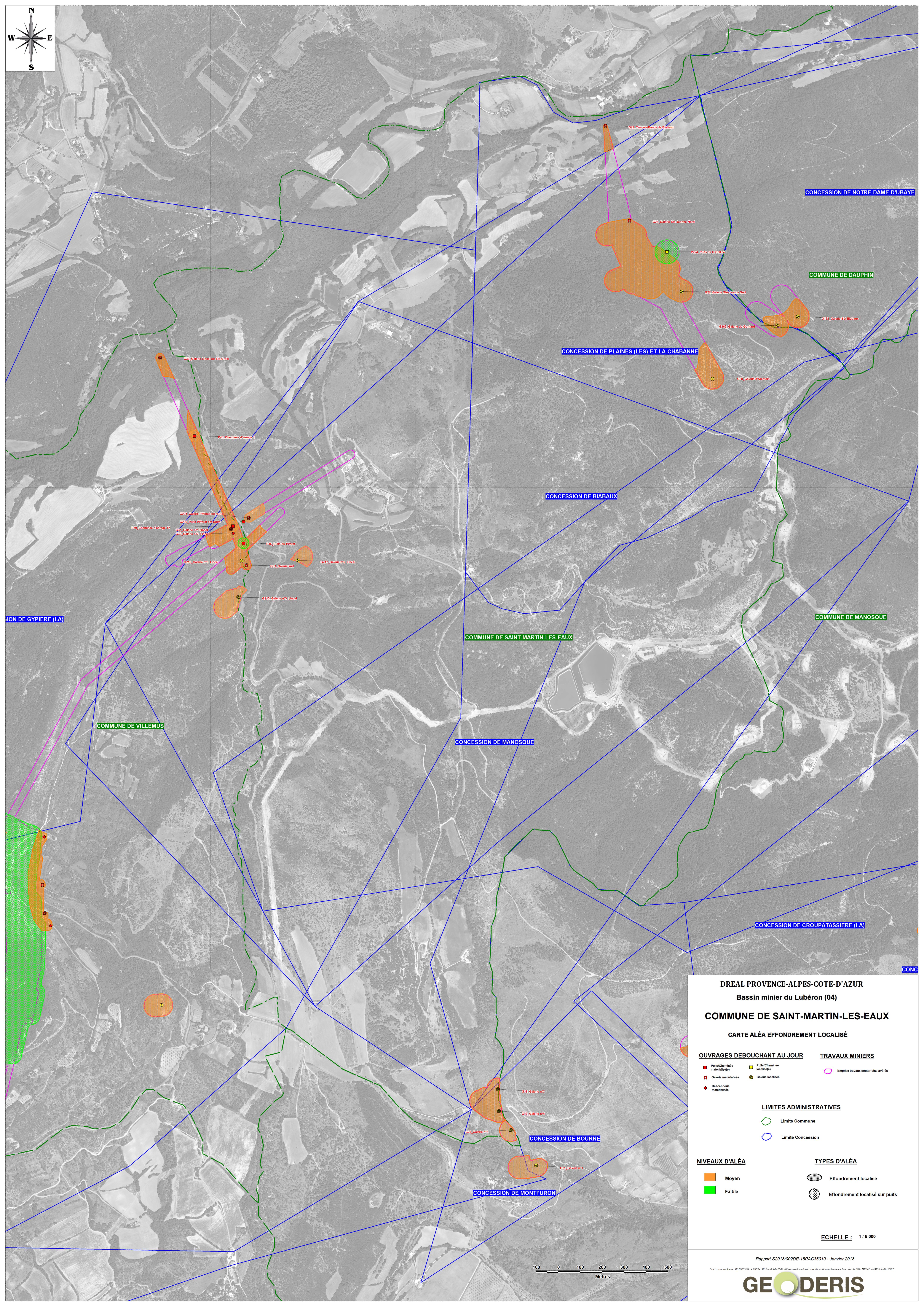 Carte d'aléa Effondrement localisé et affaissement