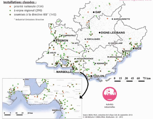 La répartition des 1106 ICPE autorisées de PACA Données septembre 2013