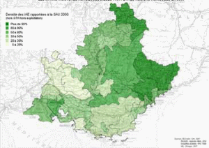 Les infrastructures agro-écologiques par petites régions agricoles en 2000 SOLAGRO