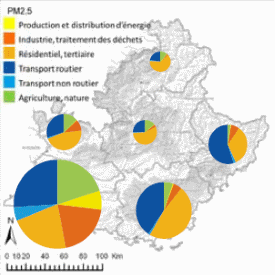 Répartition sectorielle des émissions de PM2.5 (source : Air PACA 2010)