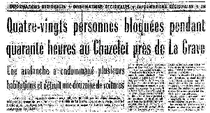 Article de journal : avalanche du hameau du Chazelet à la Grave du 21 mars 1971